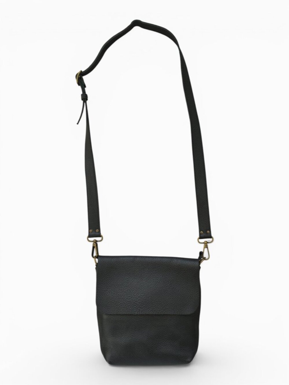11600 Leather Goods Black Pebbled Leather Crossbody, Made in Spain - Picture 2 of 9